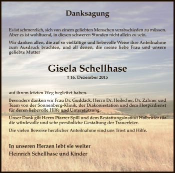 Traueranzeige von Gisela Schellhase von Eschwege