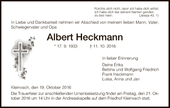 Traueranzeige von Albert Heckmann von Eschwege