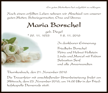 Traueranzeige von Maria Borschel von Eschwege