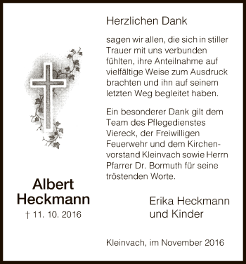 Traueranzeige von Albert Heckmann von Eschwege