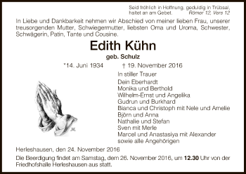 Traueranzeige von Edith Kühn von Eschwege