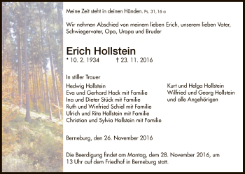 Traueranzeige von Erich Hollstein von Eschwege