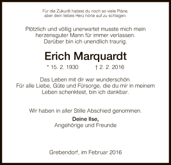 Traueranzeige von Erich Marquardt von Eschwege