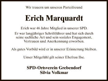 Traueranzeige von Erich Marquardt von Eschwege