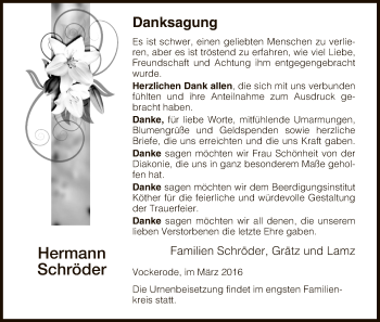 Traueranzeige von Hermann Schröder von Eschwege