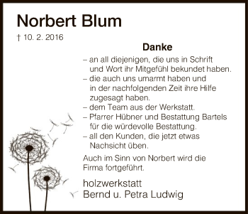 Traueranzeige von Norbert Blum von Eschwege