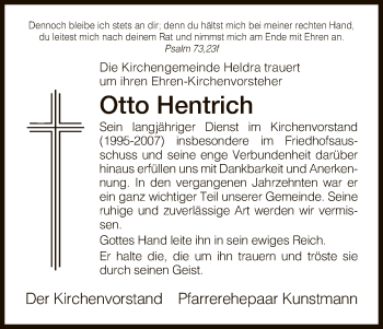 Traueranzeige von Otto Hentrich von Eschwege