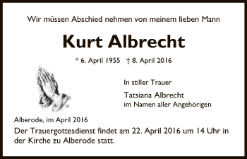 Traueranzeige von Kurt Albrecht von Eschwege