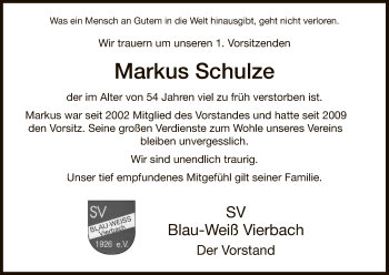 Traueranzeige von Markus Schulze von Eschwege