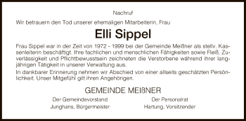 Traueranzeige von Elli Sippel von Eschwege