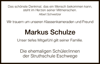 Traueranzeige von Markus Schulze von Eschwege