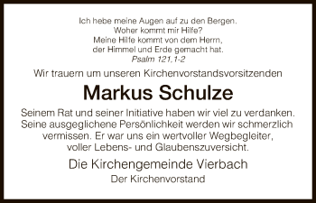 Traueranzeige von Markus Schulze von Eschwege