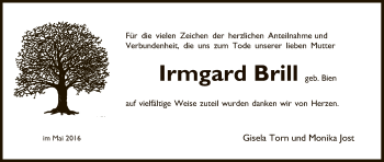 Traueranzeige von Irmgard Brill von Eschwege