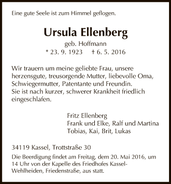 Traueranzeige von Usula Ellenberg von Eschwege