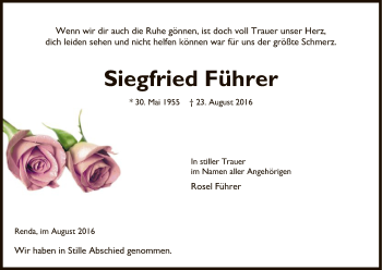 Traueranzeige von Siegfried Führer von Eschwege