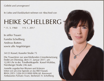 Traueranzeige von Heike Schellberg von Eschwege