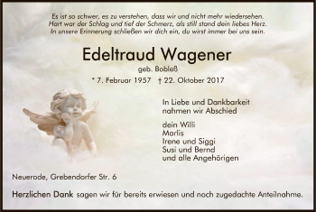 Traueranzeige von Edeltraud Wagener von Eschwege