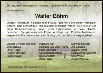 Traueranzeige von Walter Böhm von Eschwege