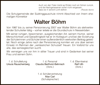 Traueranzeige von Walter Böhm von Eschwege