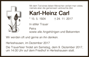 Traueranzeige von Karl-Heinz Carl von Eschwege