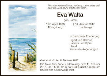 Traueranzeige von Eva Walta von Eschwege