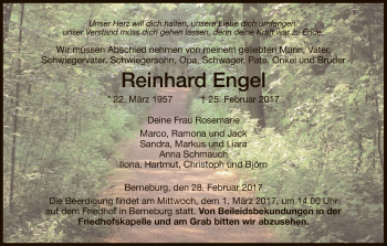 Traueranzeige von Reinhard Engel von Eschwege