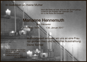 Traueranzeige von Marianne Hennemuth von Eschwege