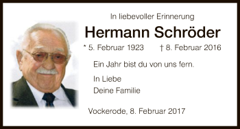 Traueranzeige von Hermann Schröder von Eschwege