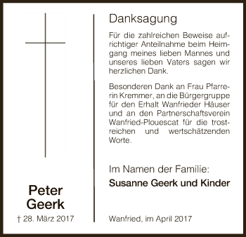 Traueranzeige von Peter Geerk von Eschwege