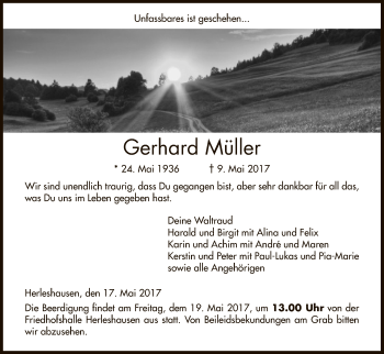 Traueranzeige von Gerhard Müller von Eschwege