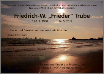 Traueranzeige von Friedrich-W.  Trube von Eschwege