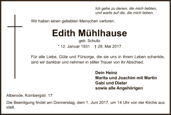 Traueranzeige von Edith Mühlhause von Eschwege