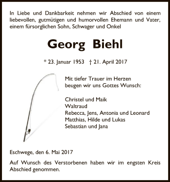 Traueranzeige von Georg Biehl von Eschwege