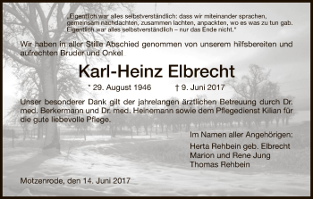 Traueranzeige von Karl-Heinz Elbrecht von Eschwege