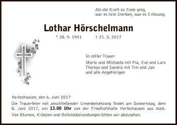 Traueranzeige von Lothar Hörschelmann von Eschwege