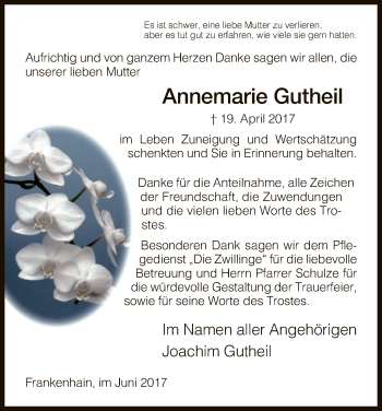 Traueranzeige von Annemarie Gutheil von Eschwege