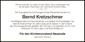 Traueranzeige von Bernd Kretzschmer von Eschwege