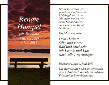 Traueranzeige von Renate Hampel von Eschwege