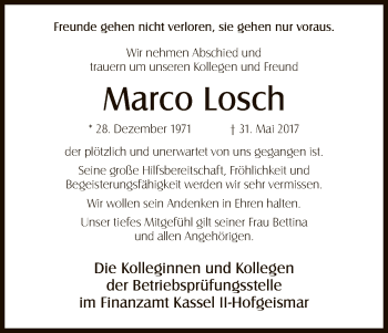 Traueranzeige von Marco Losch von Eschwege