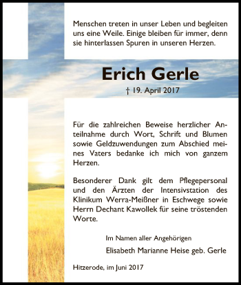 Traueranzeige von Erich Gerle von Eschwege