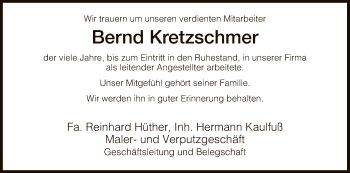 Traueranzeige von Bernd Kretzschmer von Eschwege