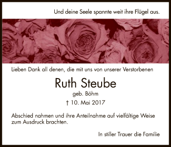 Traueranzeige von Ruth Steube von Eschwege