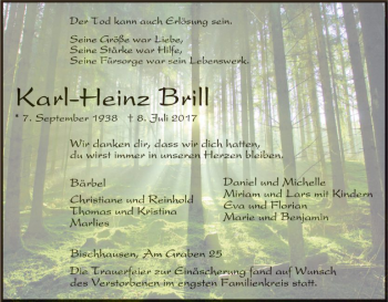 Traueranzeige von Karl-Heinz Brill von Eschwege