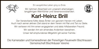 Traueranzeige von Karl-Heinz Brill von Eschwege