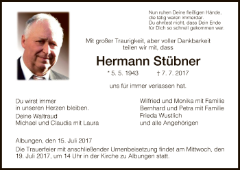 Traueranzeige von Hermann Stübner von Eschwege