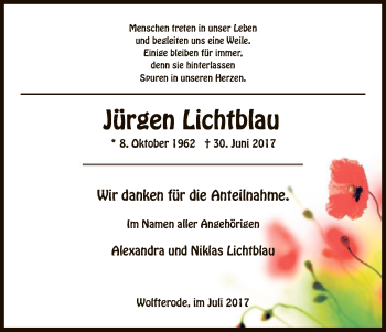 Traueranzeige von Jürgen Lichtblau von Eschwege