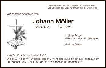 Traueranzeige von Johann Möller von Eschwege