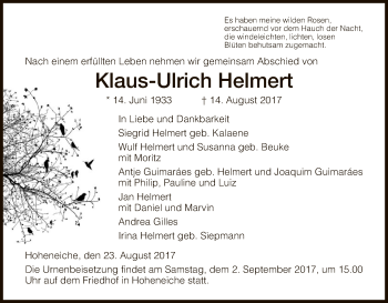 Traueranzeige von Klaus-Ulrich Helmert von Eschwege
