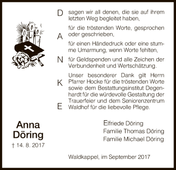 Traueranzeige von Anna Döring von Eschwege