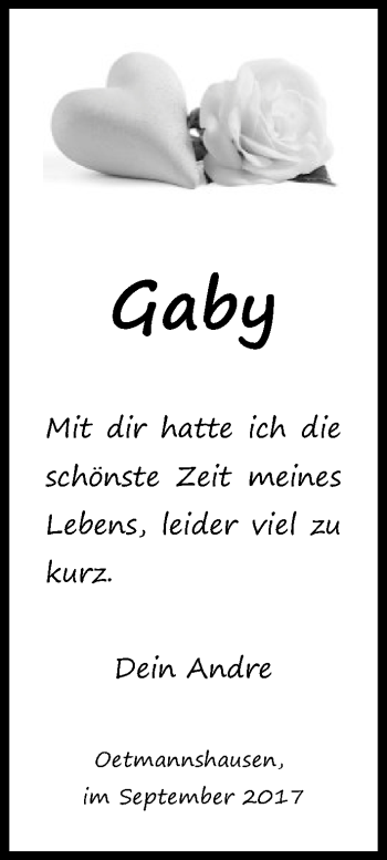 Traueranzeige von Gaby  von Eschwege